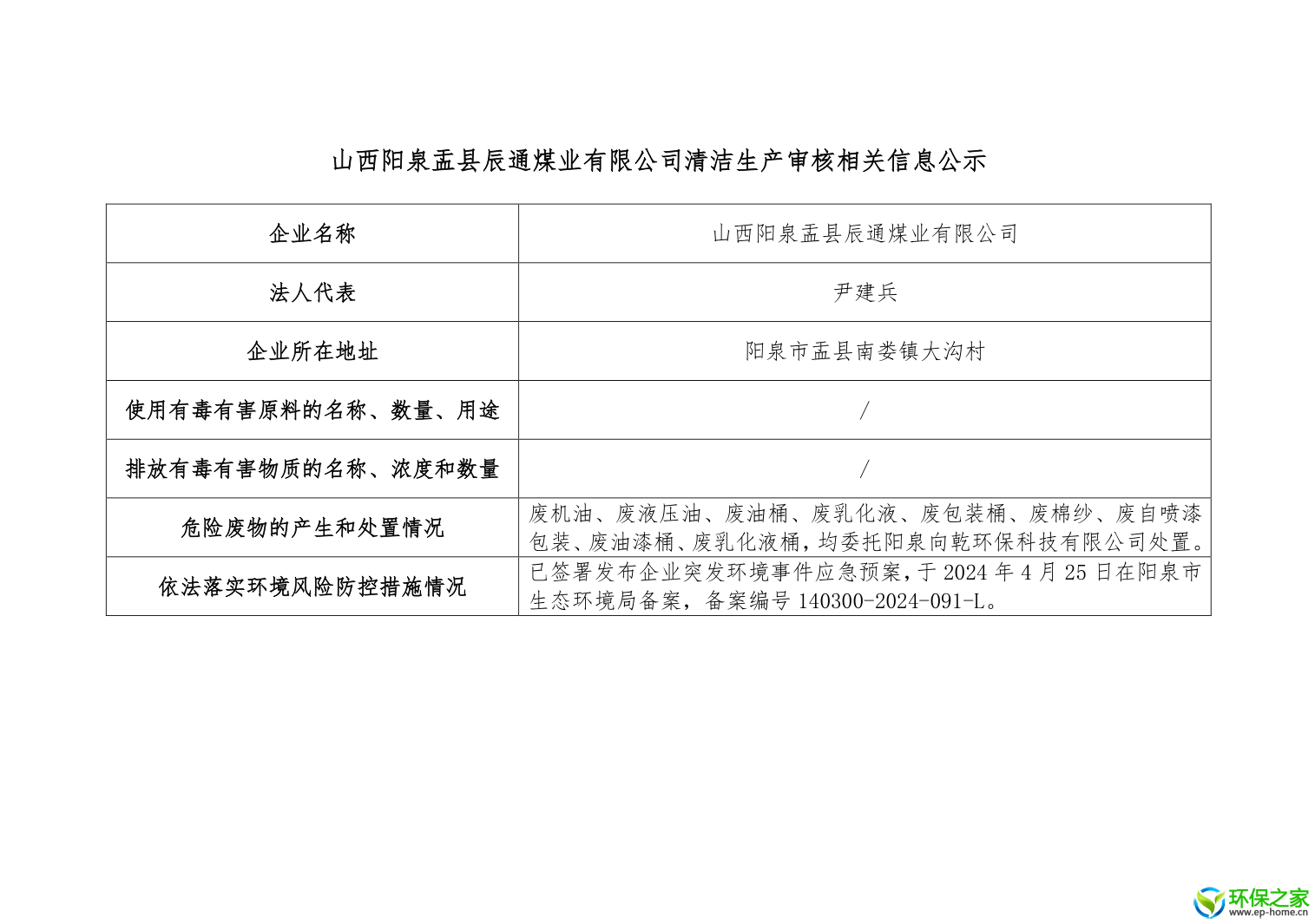 山西阳泉盂县辰通煤业有限公司清洁生产审核相关信息公示.png